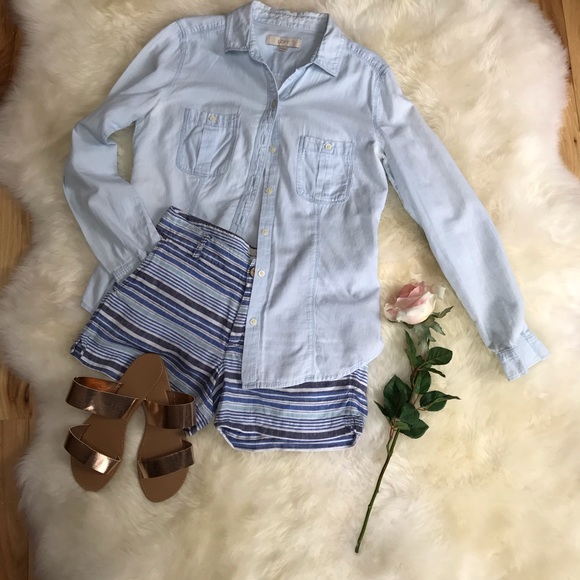 British Khaki 100% Linen Striped Shorts size 4 - Picture 2 of 7